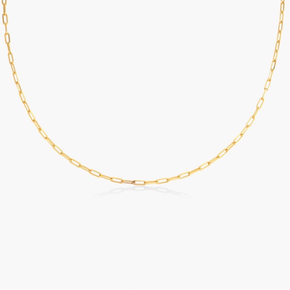 18k Gold Plated Paper Clip Necklace --New! - Picture 2 of 9